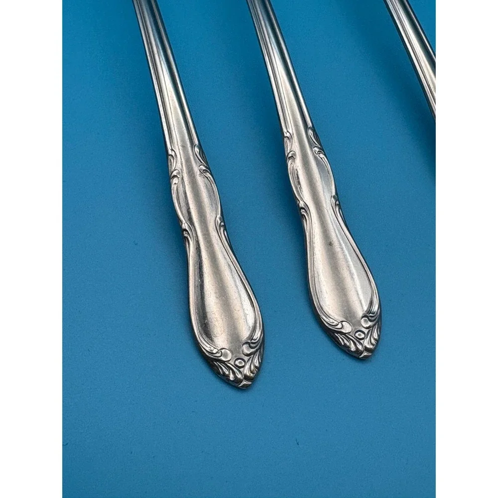 Oneida Simeon L George H Rogers Homestead Stainless Flatware 6 Pc Serving Silver
